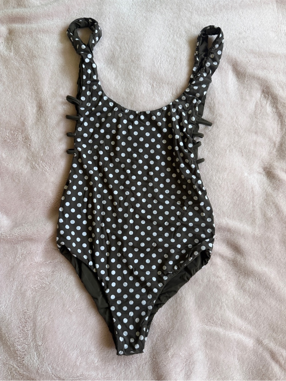 Polka Dot San Lorenzo Bikini One-Piece Swimsuit - Brown & White